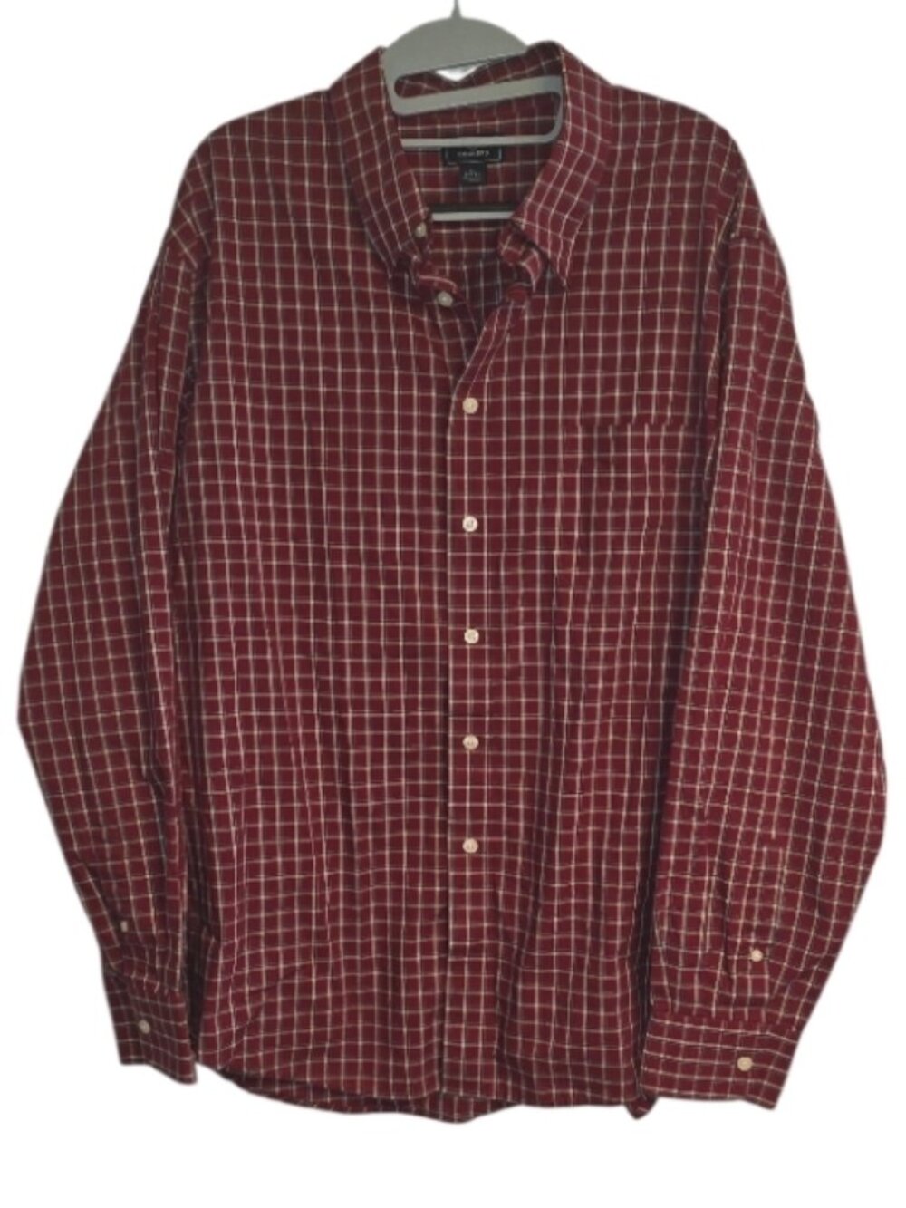 Dockers Plaid Shirt Long Sleeve Button Up Cotton Red Patriotic Sz 17 17.5